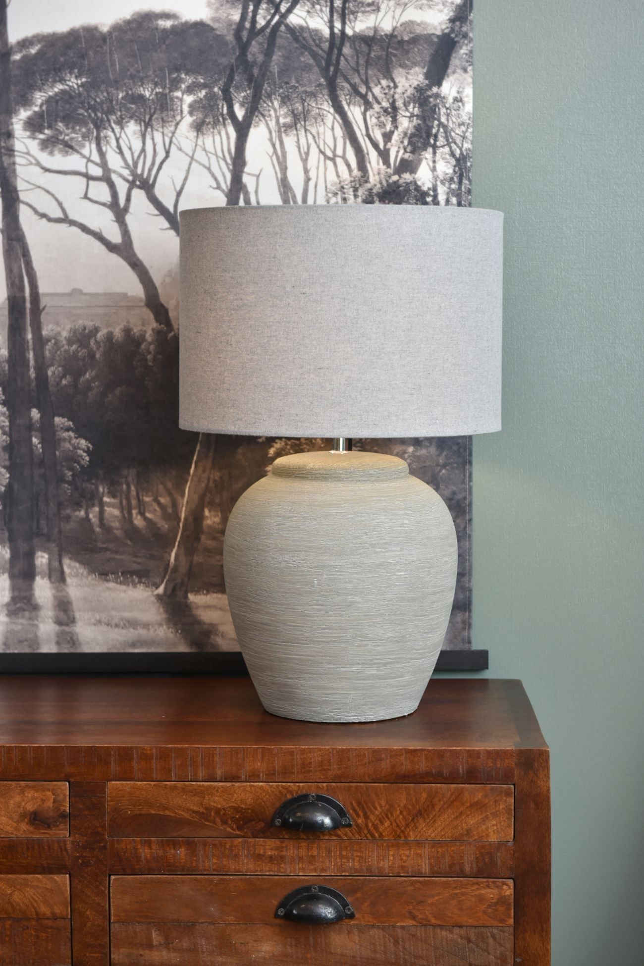 Baslow Etched Grey Ceramic Lamp Large